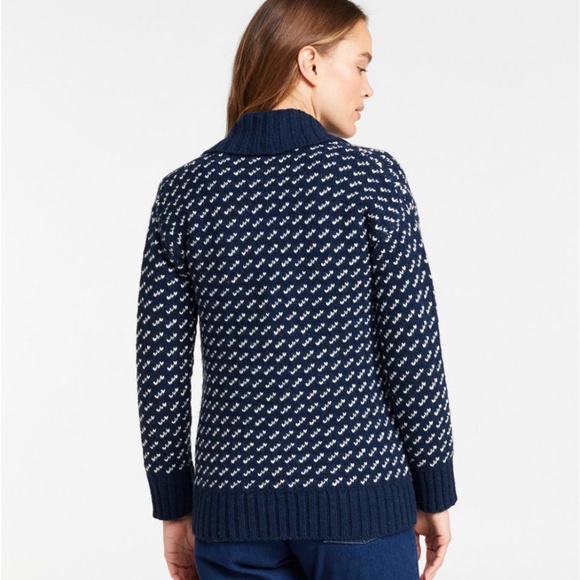 LL Bean's Classic Ragg Wool Sweater, Cardigan Bird's-Eye - Picture 2 of 10